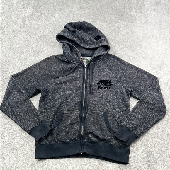 Roots M Gray Cotton Blend Women's‎ Full Zip Up Hoodie - Picture 1 of 12